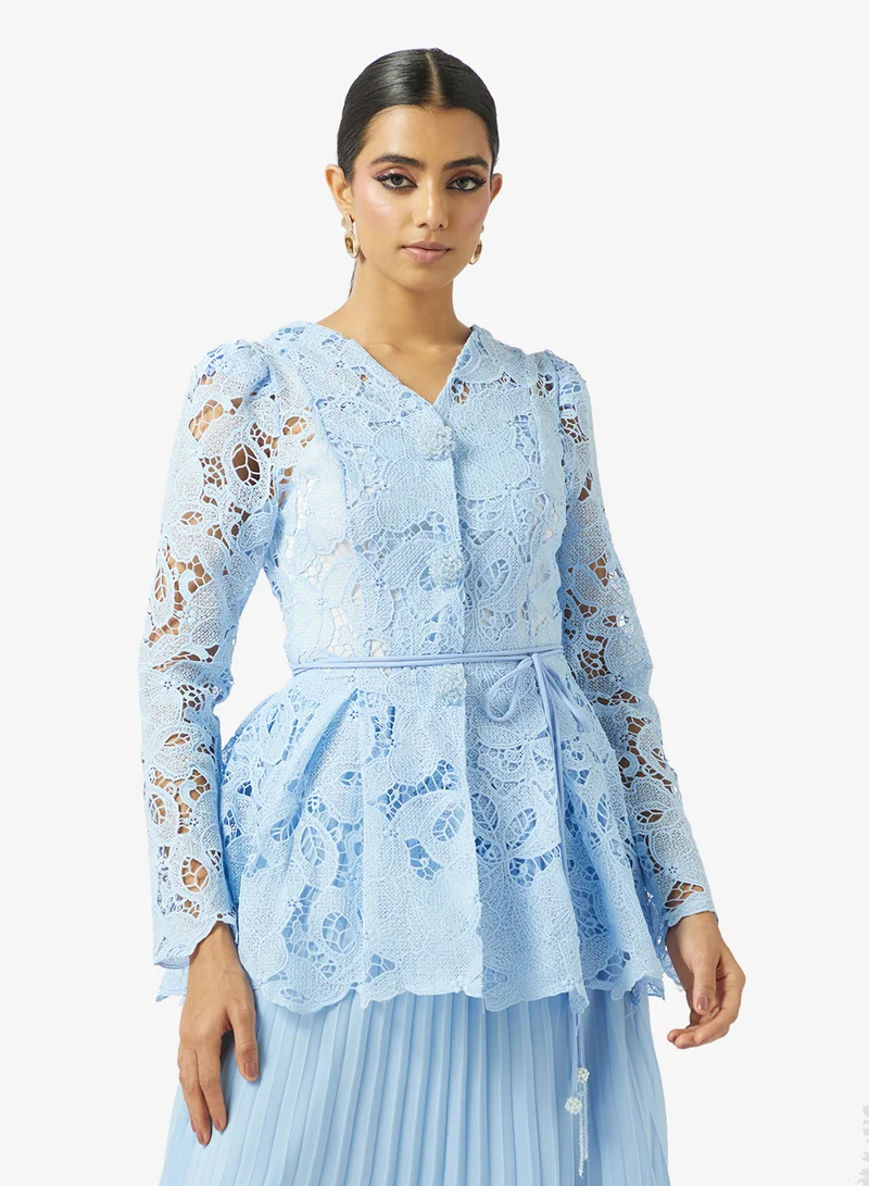 Khizana  Lace Peplum Top & Skirt Set for Women | Best Price UAE